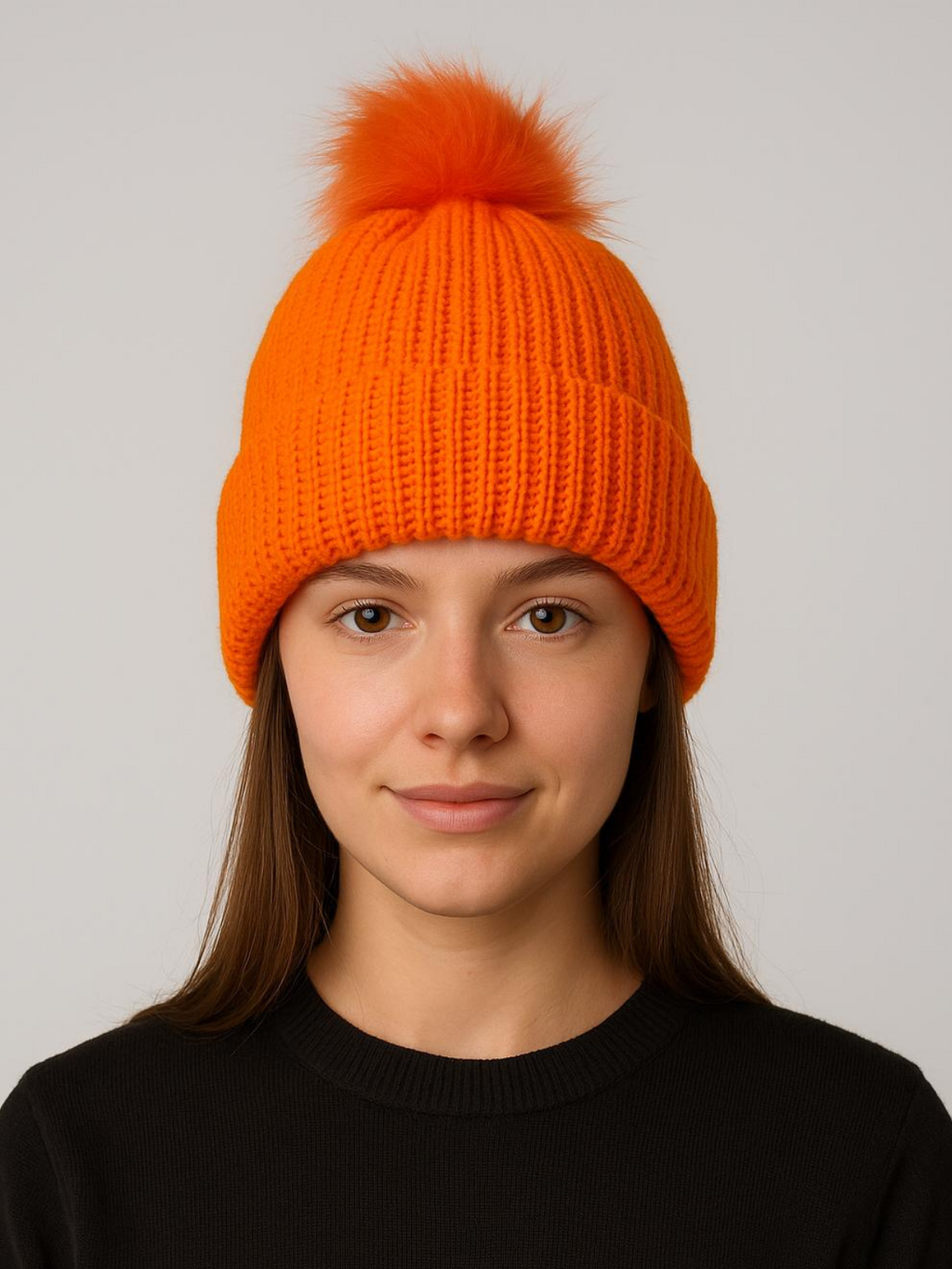Bright Orange Knit Winter Beanie