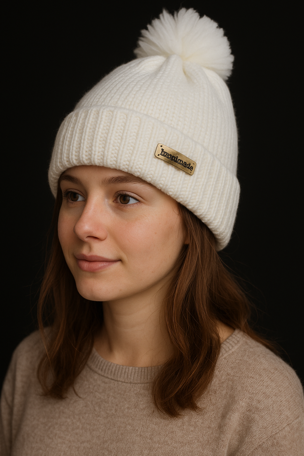 Cozy Handmade White Knit Beanie