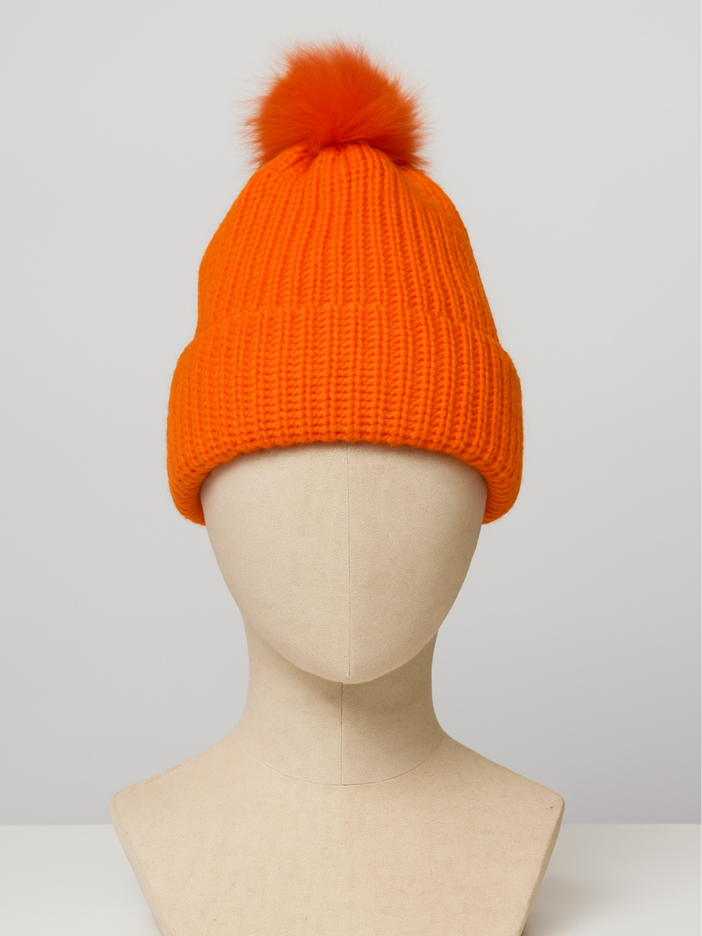 Bright Orange Knit Winter Beanie