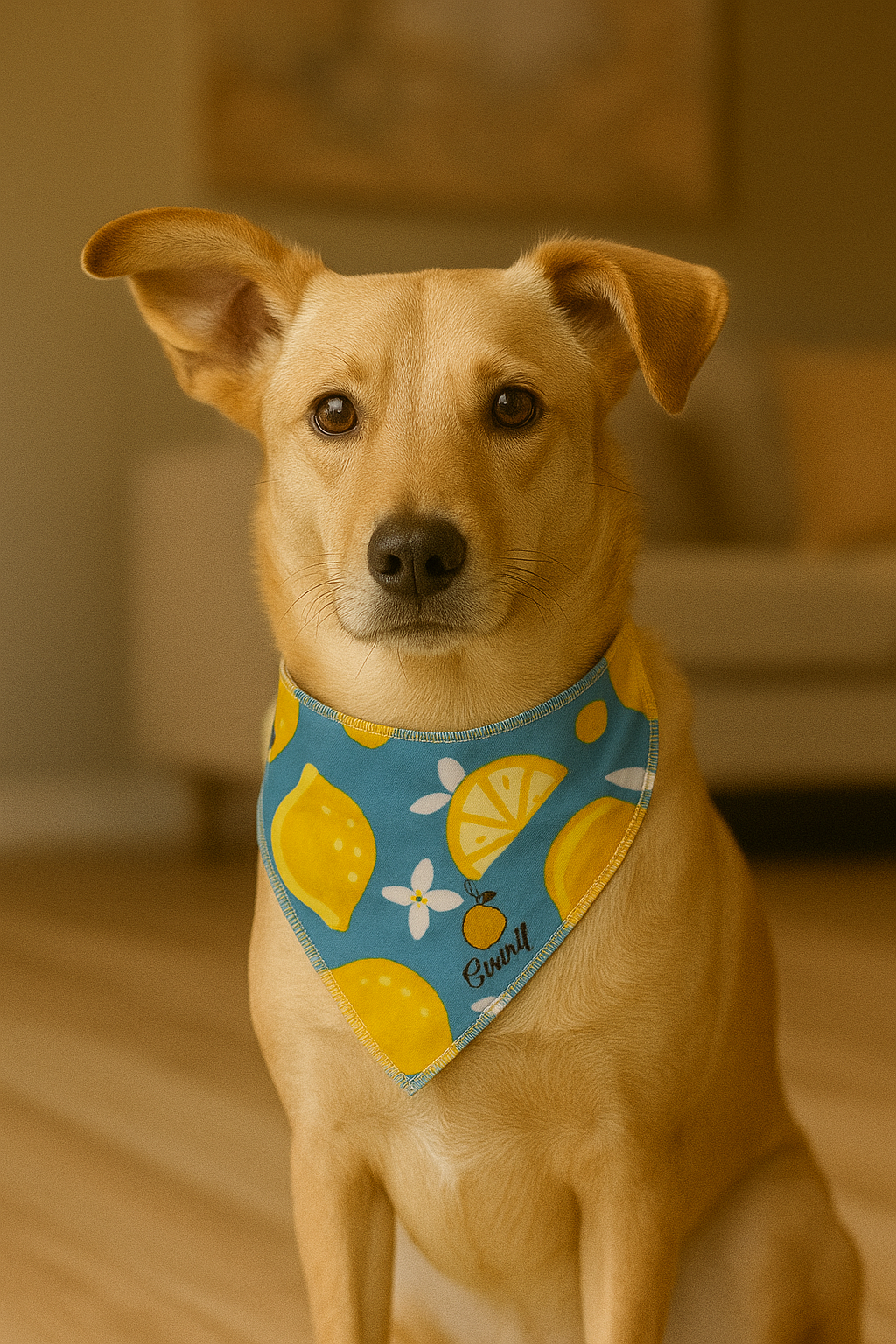 Fresh Lemon Breeze Dog Bandana – Snap-On Style