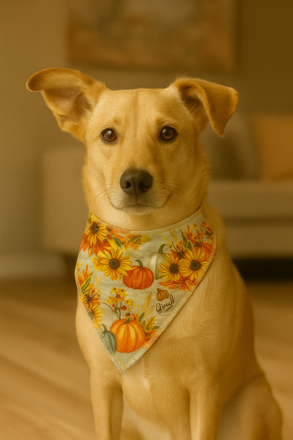 Autumn Harvest Floral Dog Bandana – Snap-On Style