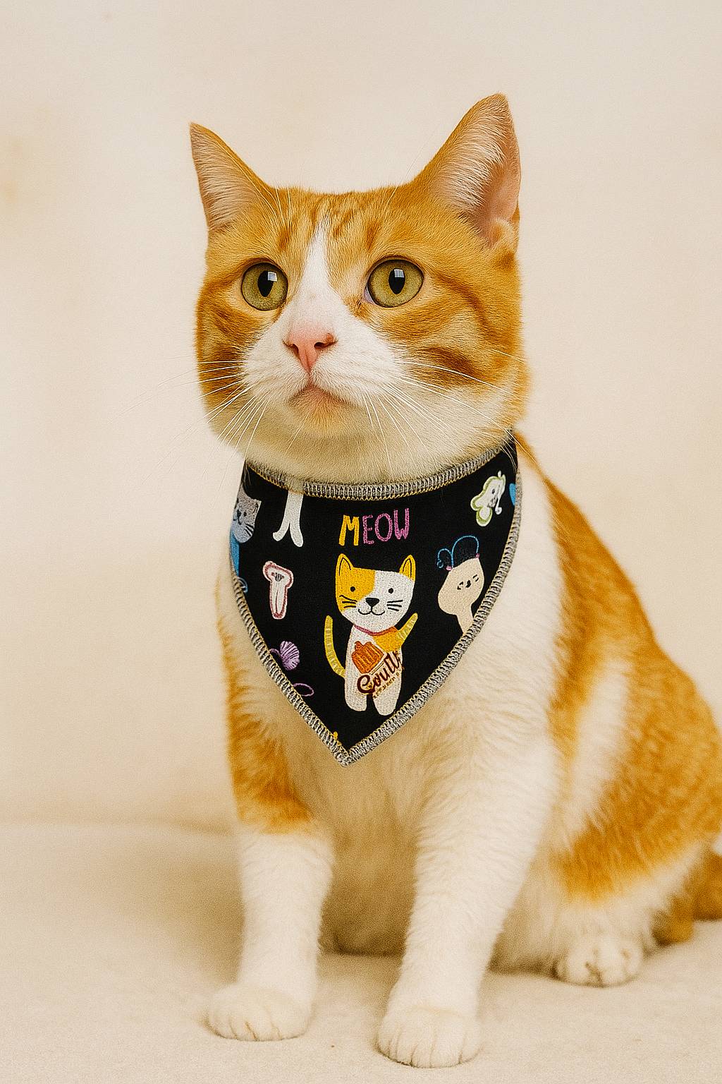 Meow Cat Bandana Sigle Button